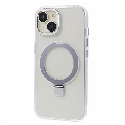 For iPhone 15 Plus Transparent Case TPU+PC Invisible Kickstand Magnetic Phone Cover