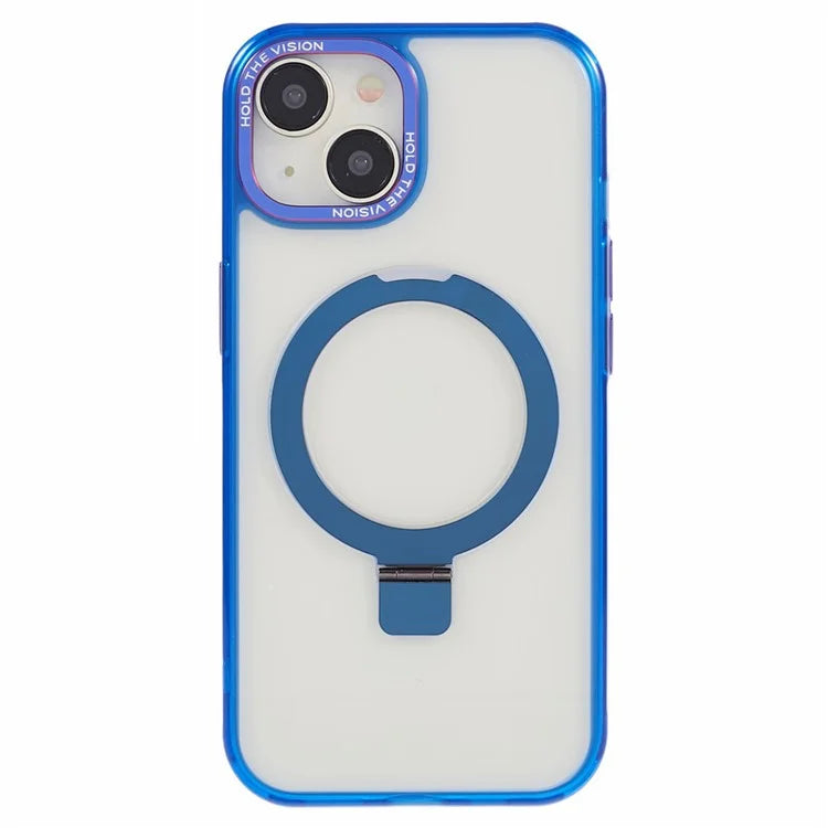For iPhone 15 Plus Transparent Case TPU+PC Invisible Kickstand Magnetic Phone Cover