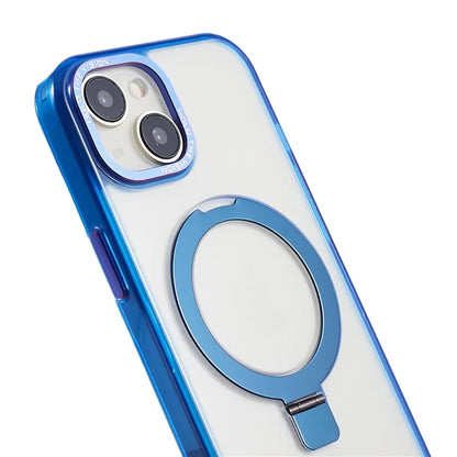 For iPhone 15 Plus Transparent Case TPU+PC Invisible Kickstand Magnetic Phone Cover