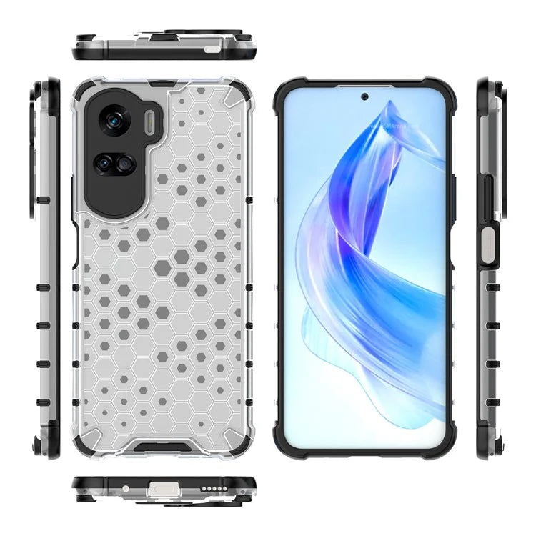 For Honor 90 Lite 5G Cover Anti-scratch TPU+PC Honeycomb Texture Phone Case
