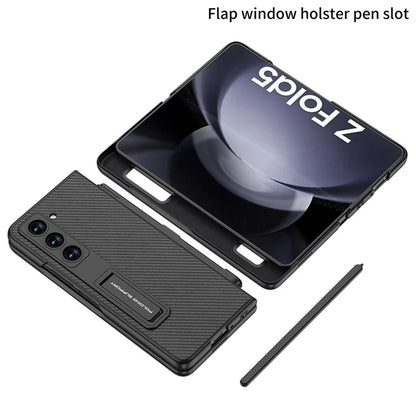 GKK For Samsung Galaxy Z Fold5 5G PC Case Kickstand Leather Flip Phone Cover with Pen Slot
