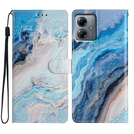 For Motorola Moto G54 5G Case PU Leather Pattern Printing Stand Protective Phone Cover