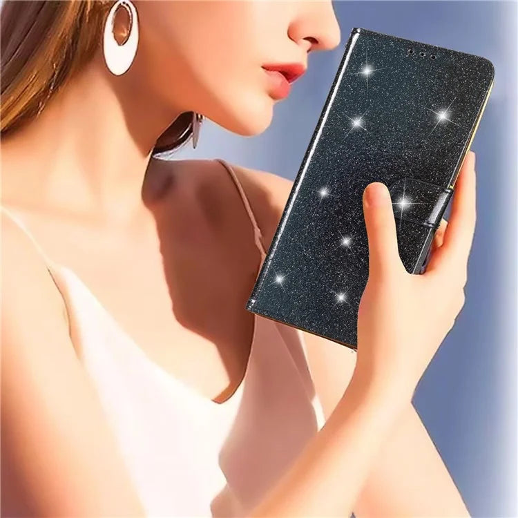 For Samsung Galaxy A15 5G Case PU Leather Wallet Glittery Phone Cover