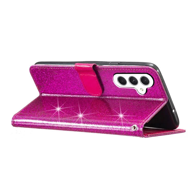 For Samsung Galaxy A15 5G Case PU Leather Wallet Glittery Phone Cover