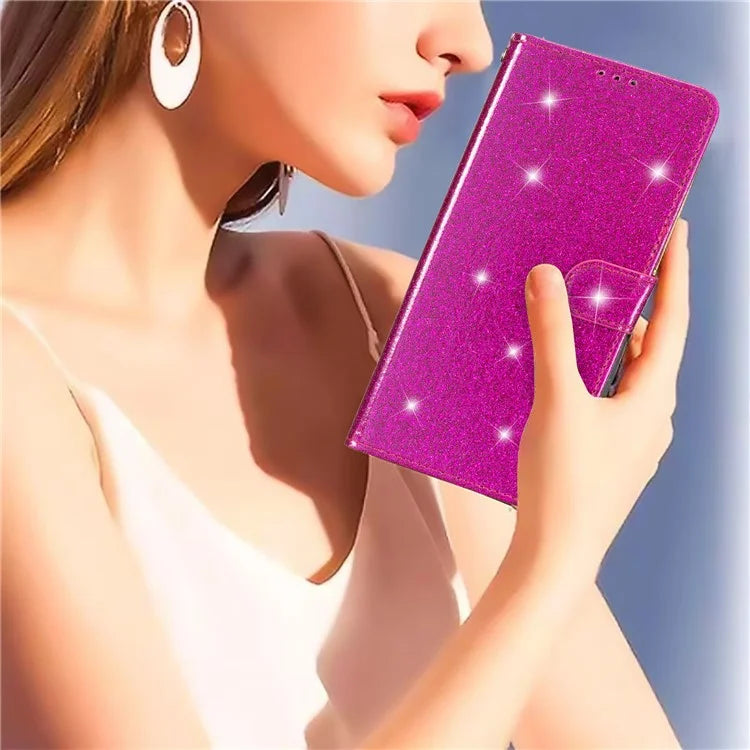 For Samsung Galaxy A15 5G Case PU Leather Wallet Glittery Phone Cover