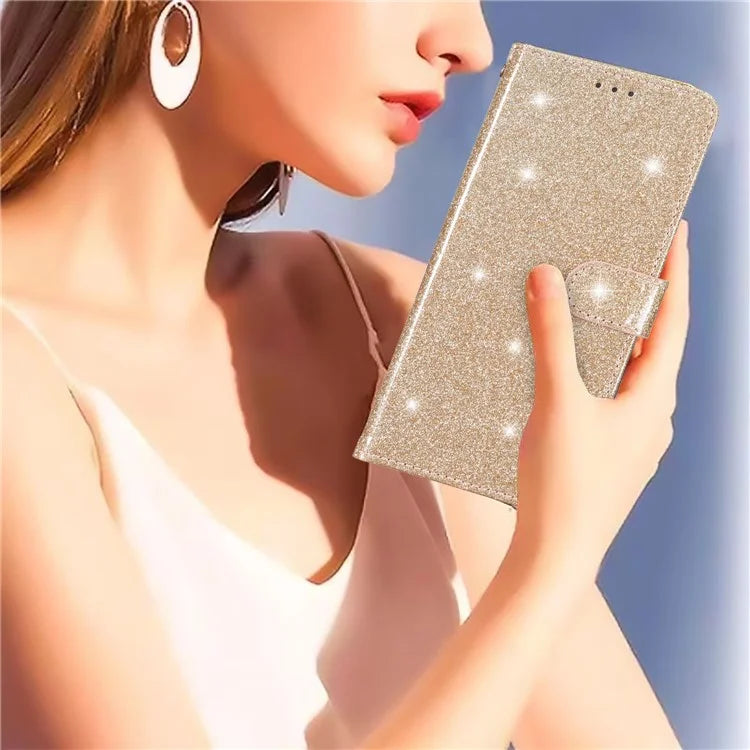 For Samsung Galaxy A15 5G Case PU Leather Wallet Glittery Phone Cover