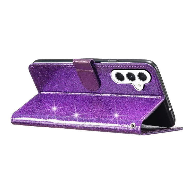 For Samsung Galaxy A15 5G Case PU Leather Wallet Glittery Phone Cover