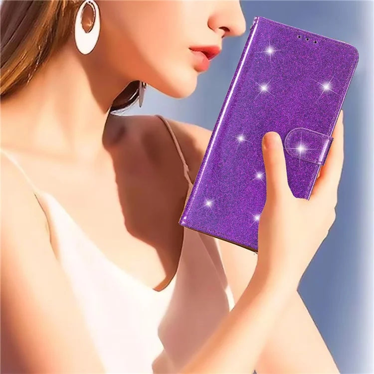 For Samsung Galaxy A15 5G Case PU Leather Wallet Glittery Phone Cover