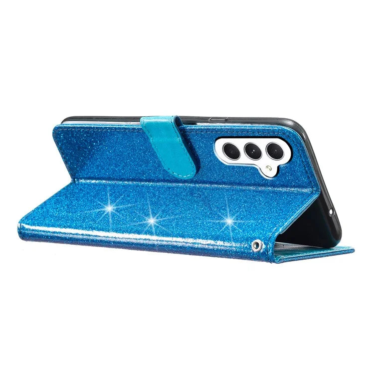 For Samsung Galaxy A15 5G Case PU Leather Wallet Glittery Phone Cover