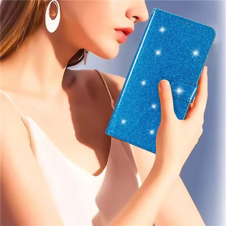 For Samsung Galaxy A15 5G Case PU Leather Wallet Glittery Phone Cover
