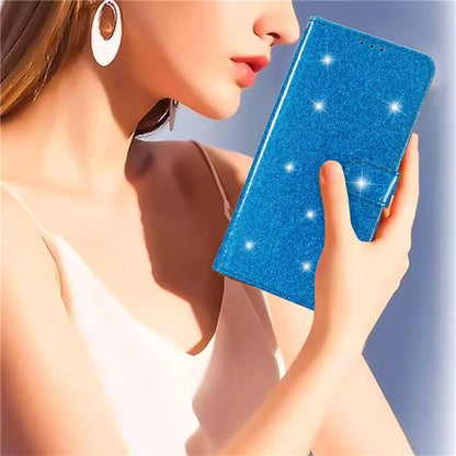 For Samsung Galaxy A15 5G Case PU Leather Wallet Glittery Phone Cover
