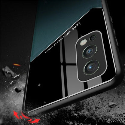 For OnePlus Nord 2 5G Case Leather+TPU+PC Smartphone Cover with Car Mount Metal Sheet