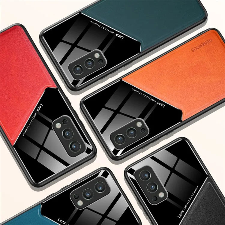 For OnePlus Nord 2 5G Case Leather+TPU+PC Smartphone Cover with Car Mount Metal Sheet