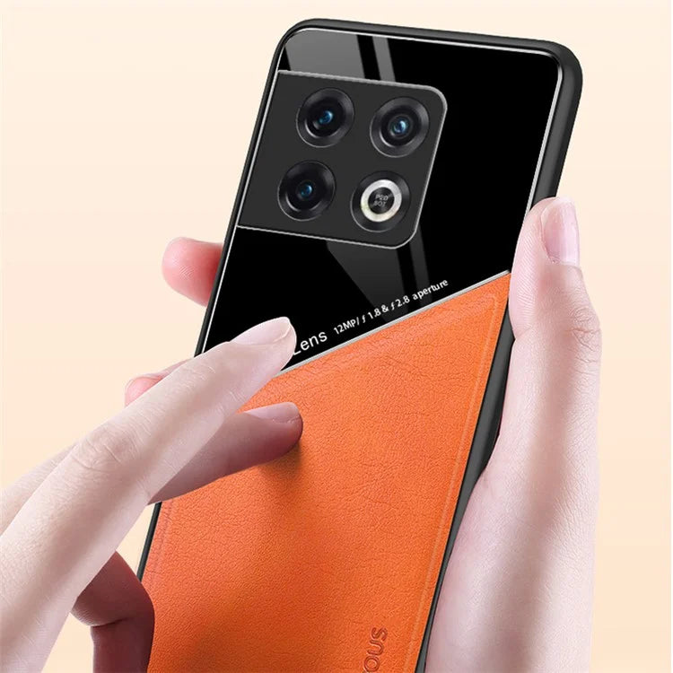 For OnePlus 10 Pro 5G Cover Leather+TPU+PC Phone Back Case Support Magnetic Car Holder