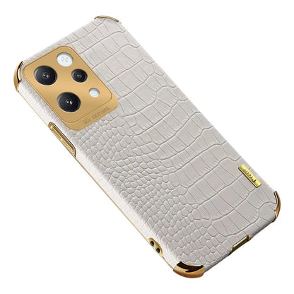 For Xiaomi Redmi 12 4G Case Electroplated Crocodile Texture Leather+TPU Cellphone Cover