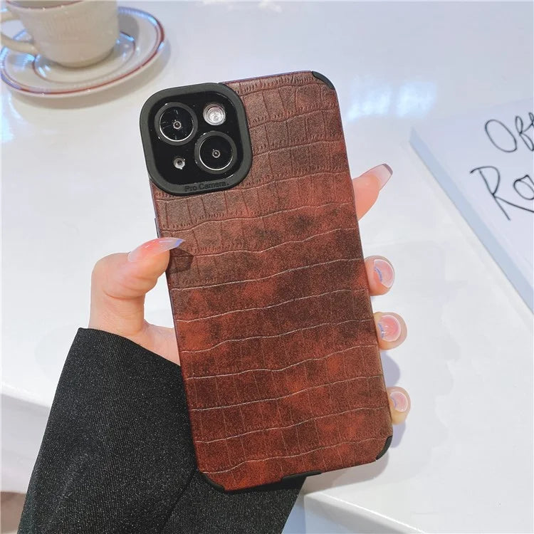 For iPhone 14 Plus Case Crocodile Texture PU Leather + TPU Shockproof Phone Cover