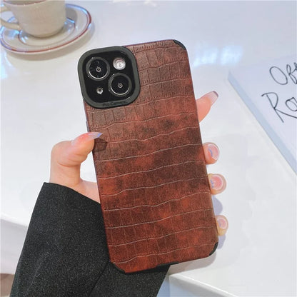 For iPhone 14 Plus Case Crocodile Texture PU Leather + TPU Shockproof Phone Cover