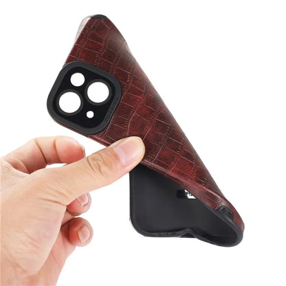 For iPhone 14 Plus Case Crocodile Texture PU Leather + TPU Shockproof Phone Cover