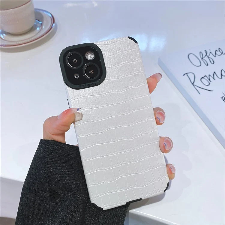 For iPhone 14 Plus Case Crocodile Texture PU Leather + TPU Shockproof Phone Cover