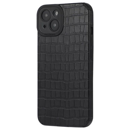 For iPhone 15 Plus Case PU Leather + TPU Crocodile Texture Phone Back Cover