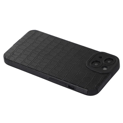 For iPhone 15 Plus Case PU Leather + TPU Crocodile Texture Phone Back Cover