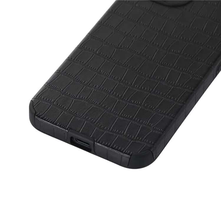 For iPhone 15 Plus Case PU Leather + TPU Crocodile Texture Phone Back Cover