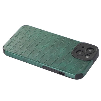 For iPhone 15 Plus Case PU Leather + TPU Crocodile Texture Phone Back Cover