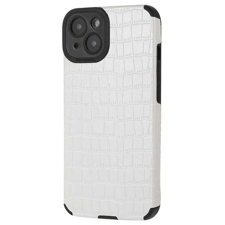 For iPhone 15 Plus Case PU Leather + TPU Crocodile Texture Phone Back Cover