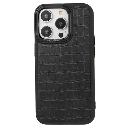 For iPhone 14 Pro Max Case Electroplated Camera Frame Leather+TPU+PC Phone Cover