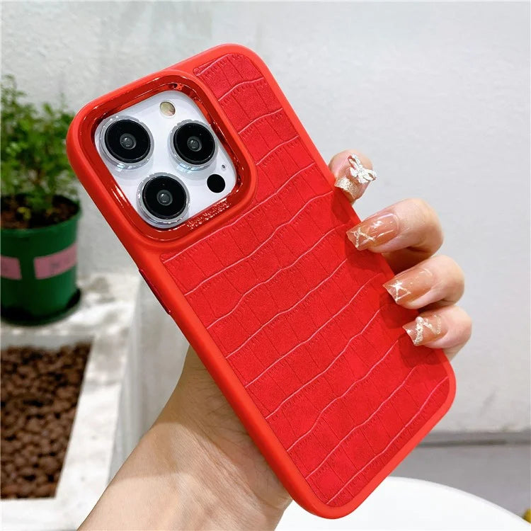 For iPhone 14 Pro Max Case Electroplated Camera Frame Leather+TPU+PC Phone Cover