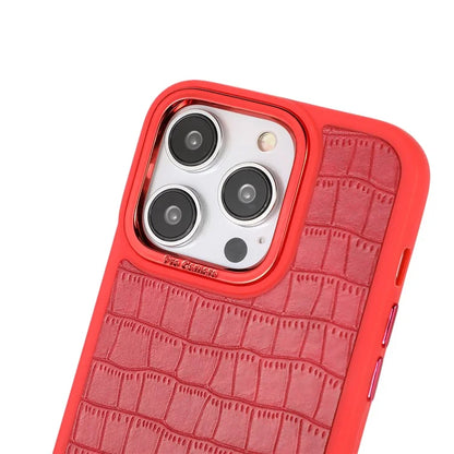 For iPhone 14 Pro Max Case Electroplated Camera Frame Leather+TPU+PC Phone Cover