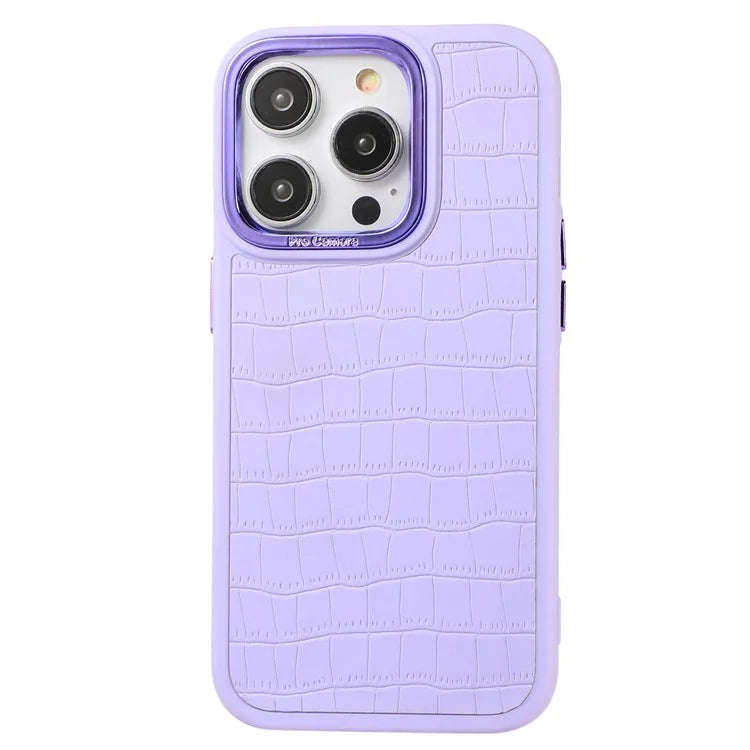 For iPhone 14 Pro Max Case Electroplated Camera Frame Leather+TPU+PC Phone Cover