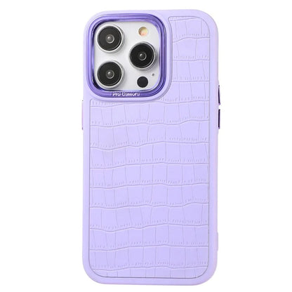 For iPhone 14 Pro Max Case Electroplated Camera Frame Leather+TPU+PC Phone Cover