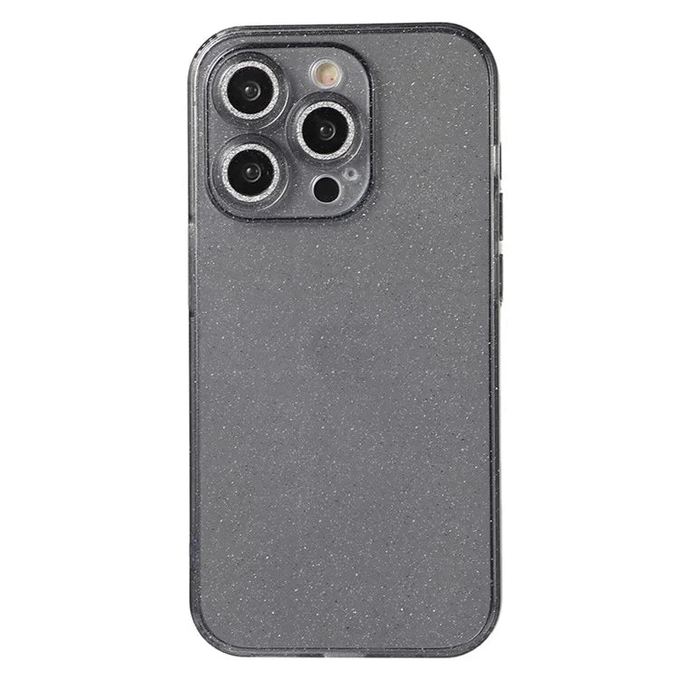 For iPhone 14 Pro Case Shiny Ring Lens Protector Glitter Powder TPU Phone Cover