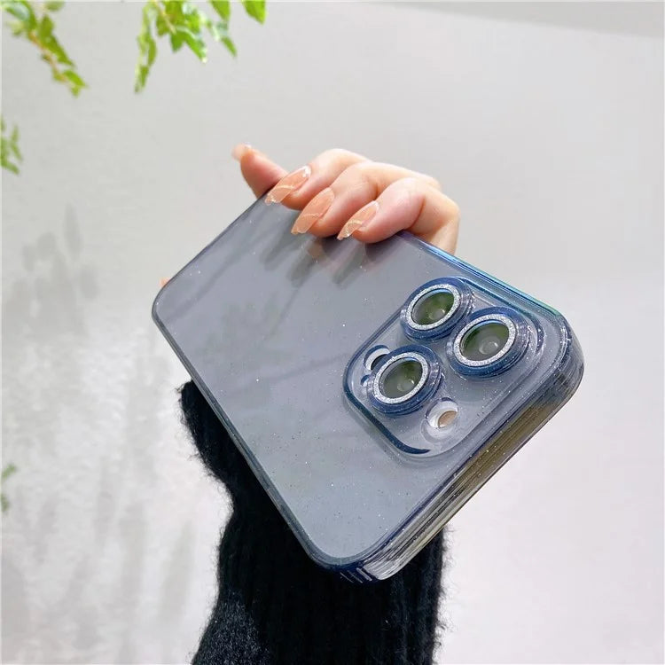 For iPhone 14 Pro Case Shiny Ring Lens Protector Glitter Powder TPU Phone Cover