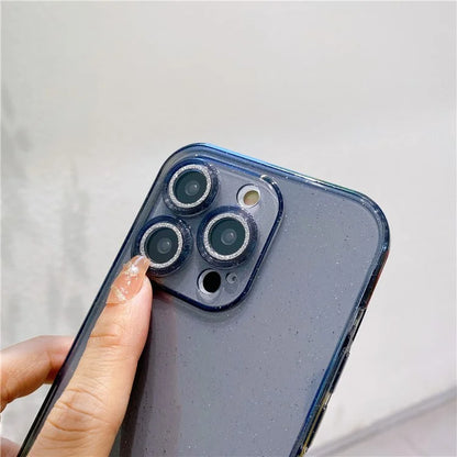 For iPhone 14 Pro Case Shiny Ring Lens Protector Glitter Powder TPU Phone Cover