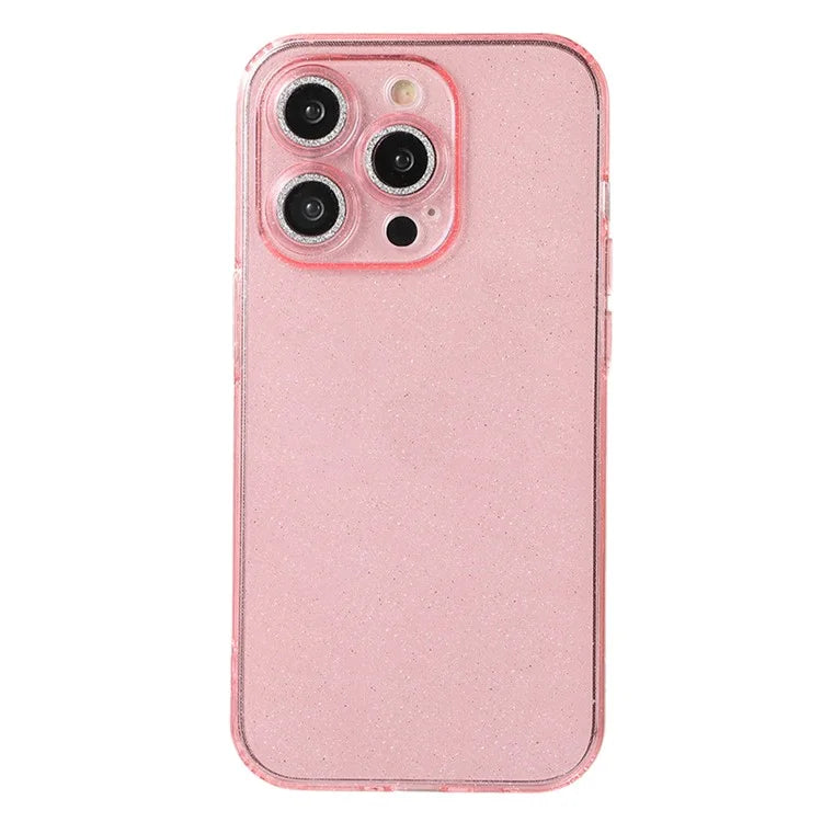 For iPhone 14 Pro Case Shiny Ring Lens Protector Glitter Powder TPU Phone Cover