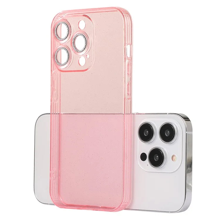 For iPhone 14 Pro Case Shiny Ring Lens Protector Glitter Powder TPU Phone Cover
