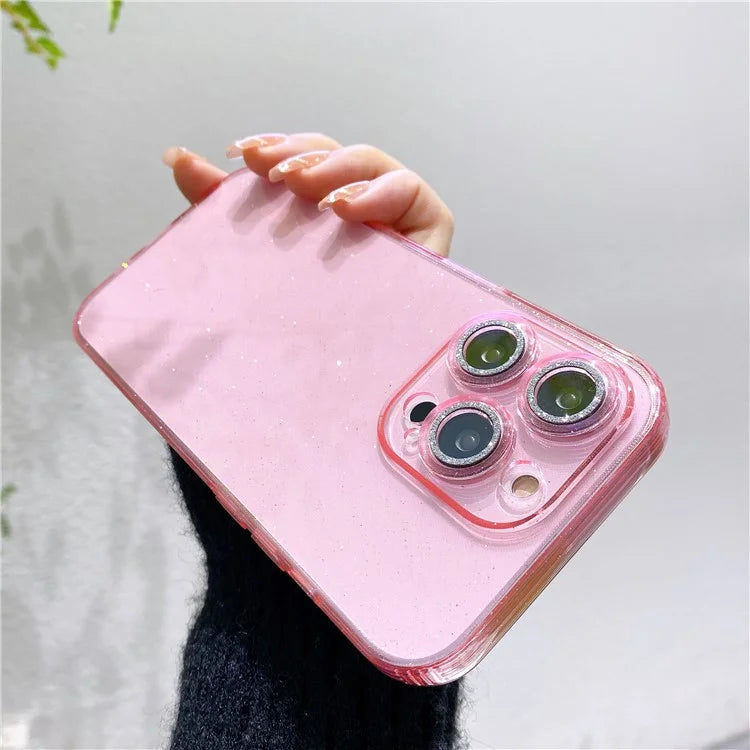 For iPhone 14 Pro Case Shiny Ring Lens Protector Glitter Powder TPU Phone Cover