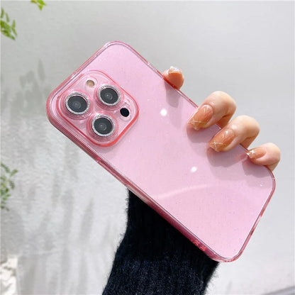 For iPhone 14 Pro Case Shiny Ring Lens Protector Glitter Powder TPU Phone Cover