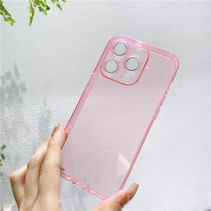 For iPhone 14 Pro Case Shiny Ring Lens Protector Glitter Powder TPU Phone Cover