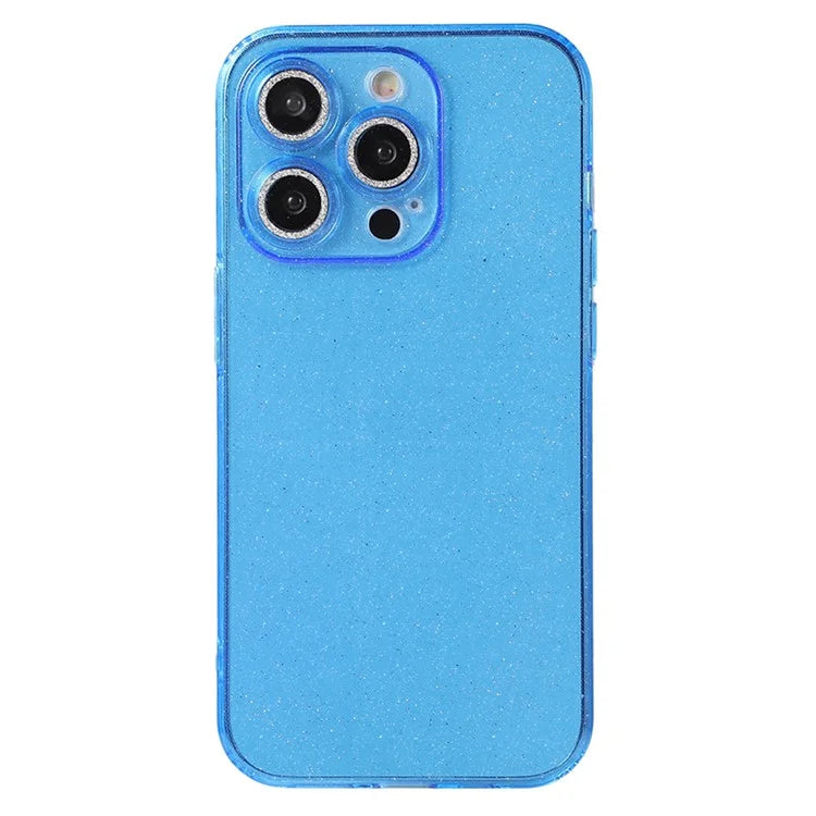 For iPhone 14 Pro Case Shiny Ring Lens Protector Glitter Powder TPU Phone Cover