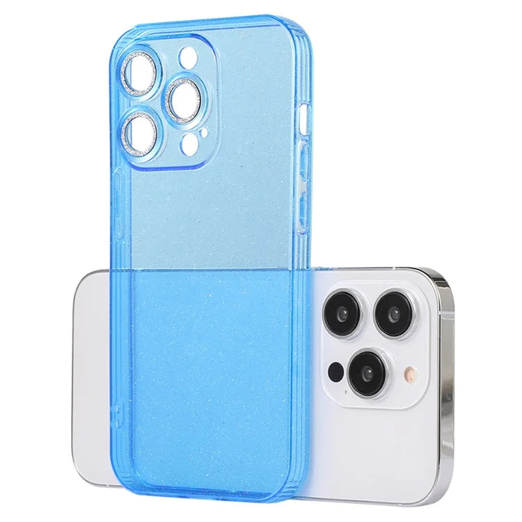 For iPhone 14 Pro Case Shiny Ring Lens Protector Glitter Powder TPU Phone Cover