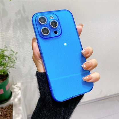 For iPhone 14 Pro Case Shiny Ring Lens Protector Glitter Powder TPU Phone Cover