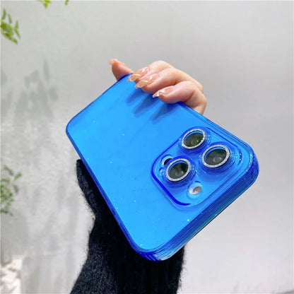 For iPhone 14 Pro Case Shiny Ring Lens Protector Glitter Powder TPU Phone Cover