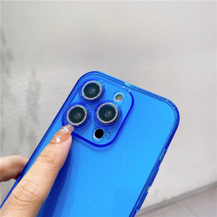 For iPhone 14 Pro Case Shiny Ring Lens Protector Glitter Powder TPU Phone Cover