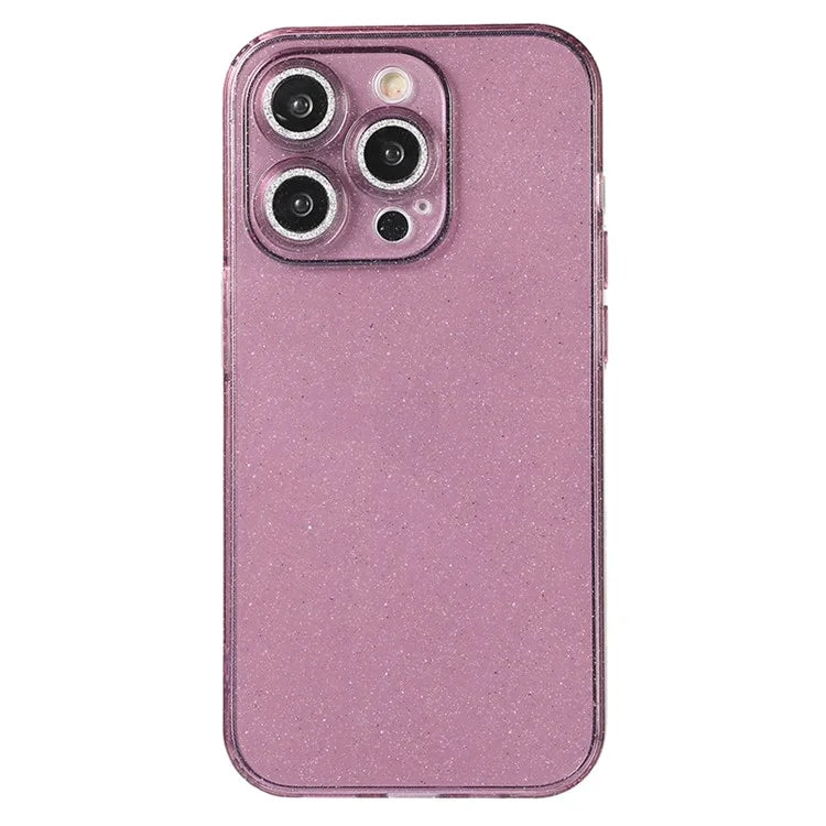 For iPhone 14 Pro Case Shiny Ring Lens Protector Glitter Powder TPU Phone Cover