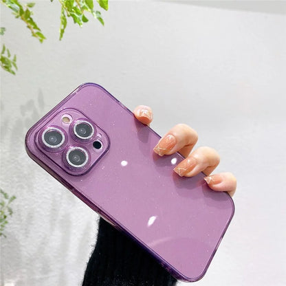For iPhone 14 Pro Case Shiny Ring Lens Protector Glitter Powder TPU Phone Cover