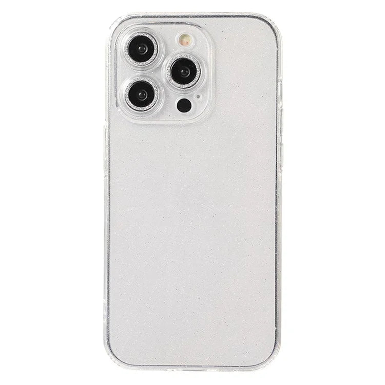 For iPhone 14 Pro Case Shiny Ring Lens Protector Glitter Powder TPU Phone Cover