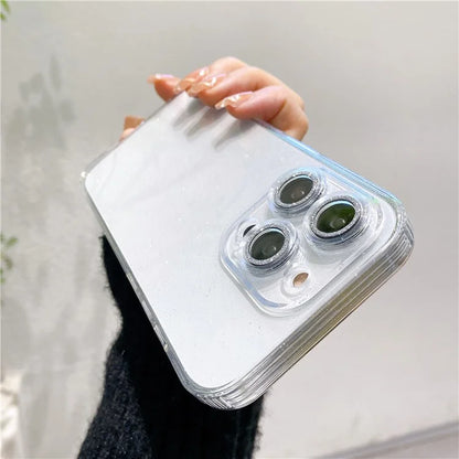 For iPhone 14 Pro Case Shiny Ring Lens Protector Glitter Powder TPU Phone Cover